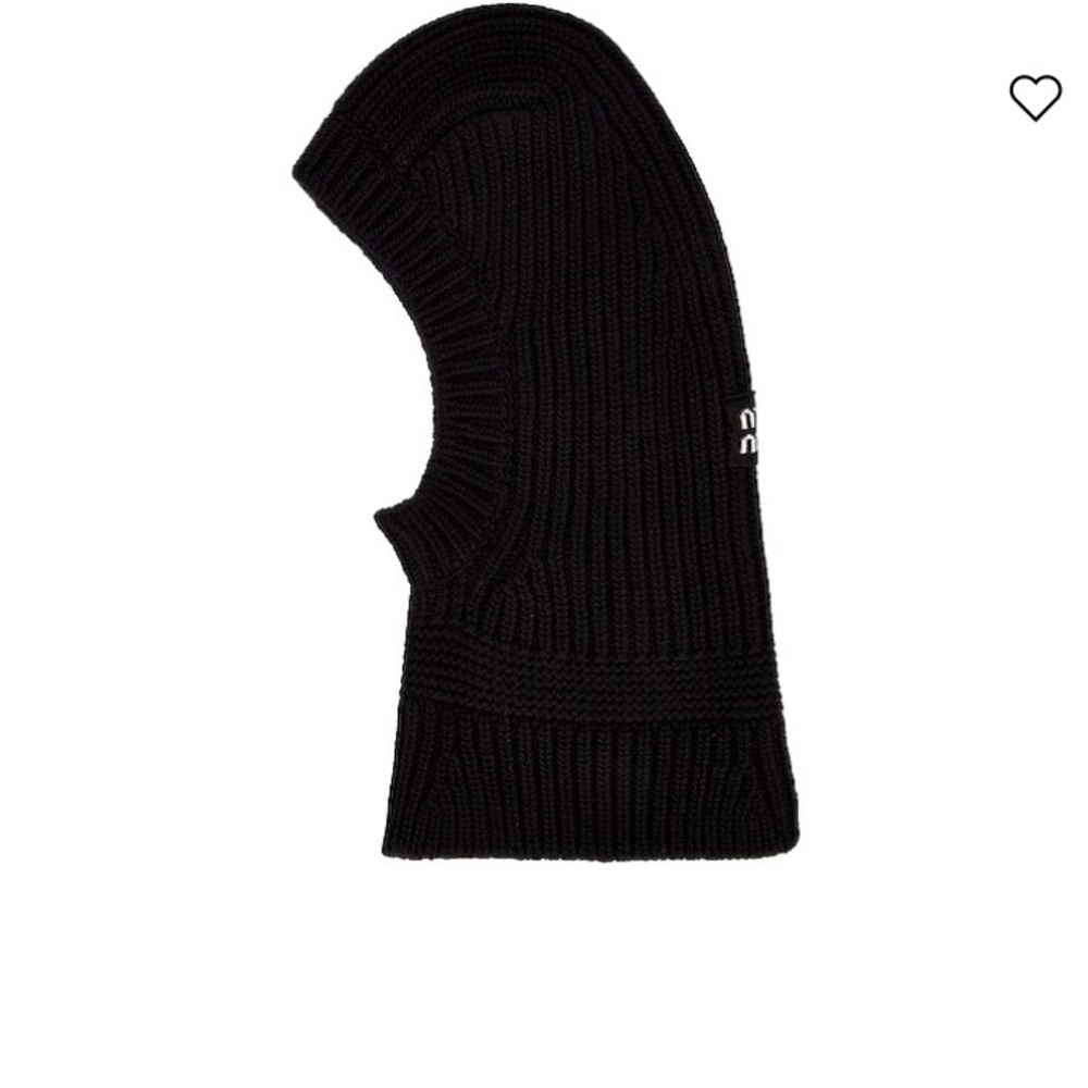 Miu Miu Black Knit Balaclava Hood Hat (wool cashmere)